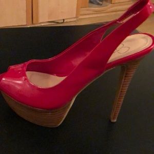 Red Platform Pumps